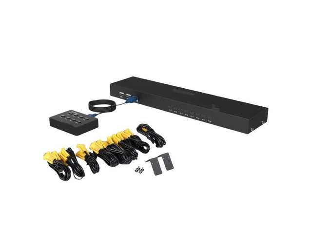 8-port USB manual KVM switch, multi-PC VGA controller, with desktop controller and cable, 250MHz