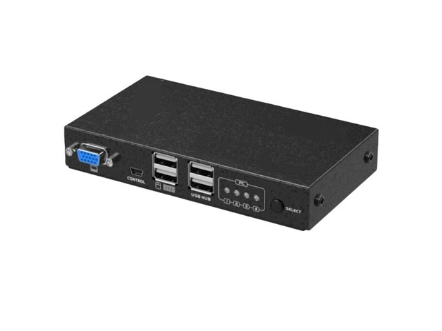 4-Port USB KVM Switch, Auto/Button/Hotkey/Wired Desktop Switch, Metal Casing with Cable MT-471UK-L