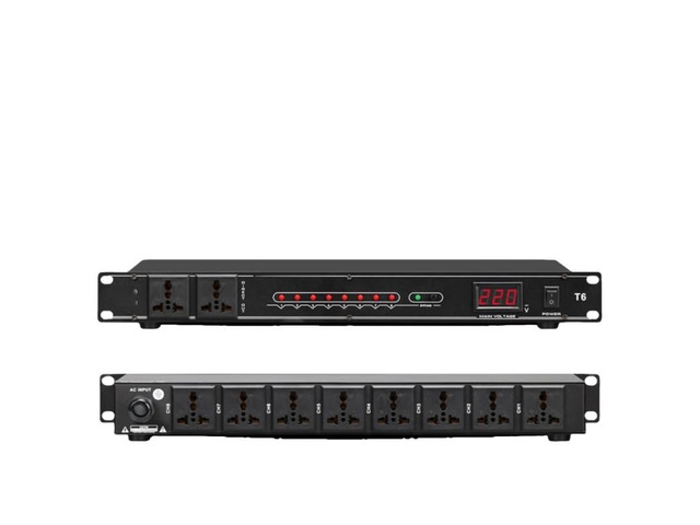 8-channel controllable socket audio power sequencer, universal type, suitable for stage and conference power control (T6).