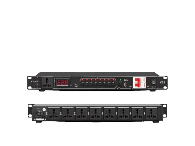 8-channel controllable socket audio power sequencer, universal type, suitable for stage and conference power control (V32)