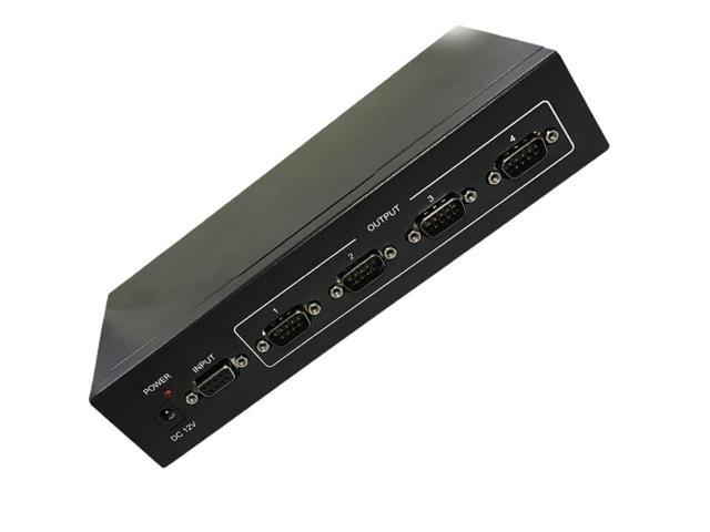Industrial-grade isolated 4-port RS232 serial port distributor (1x4) RS-232C COM DB9 distributor with TVS protection.