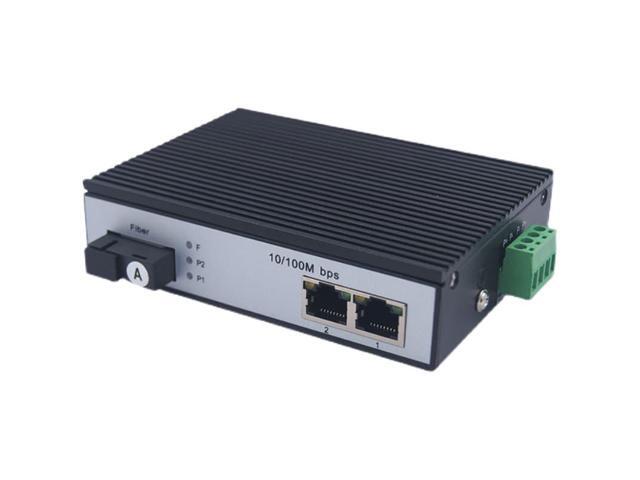Industrial-grade DIN rail-mounted 10/100M fiber optic transceiver switch, 1 fiber optic cable, 2 cable cables, 20km temperature resistance, SC...