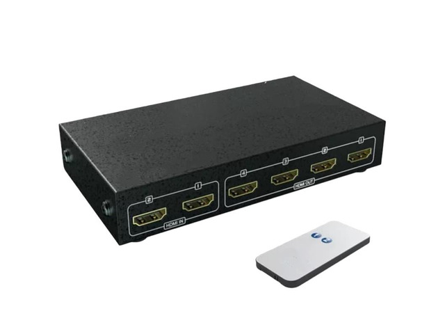 2x4 HDMI Switch/Distributor Box (2 inputs, 4 outputs) 4K 30Hz Supports High-Definition 3D 1.4