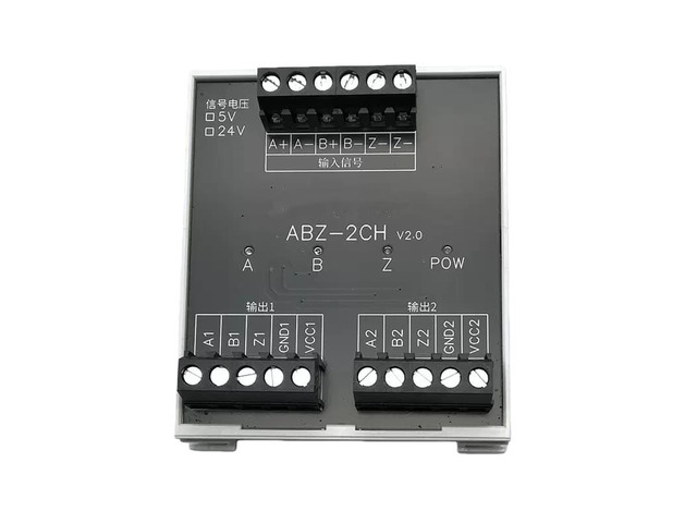 ABZ encoder signal distributor: 1 input, 2 outputs (24V input, 5V SE output)