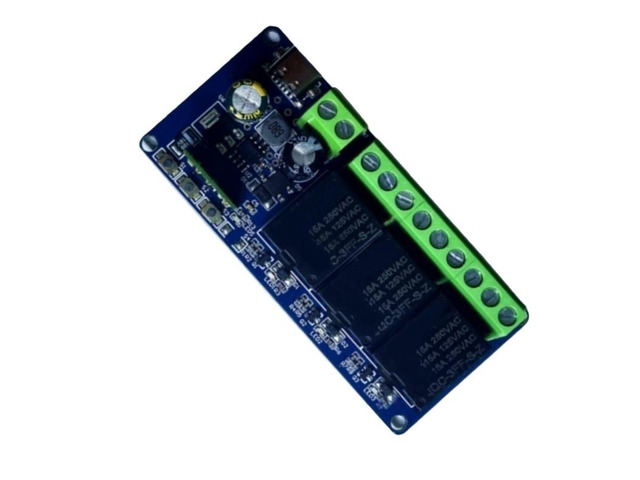 This 3-channel 15A smart relay module supports remote timed on/off control via WIFI 2.4G + Bluetooth, and can control 7-32V voltage via the eWeLink...
