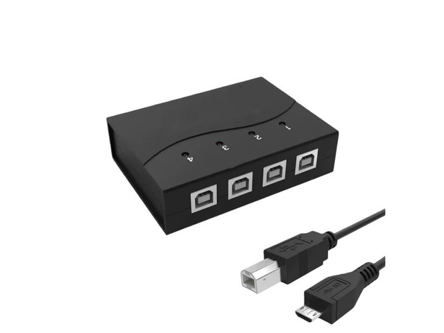 4-Port KVM Synchronizer, Micro USB Keyboard and Mouse Synchronizer/KVM Switch, for PCs and Android Tablets, with Cable