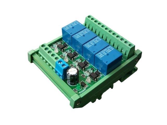 4-channel opto-isolated relay module control board driver, suitable for PNP/NPN 5V input 12V VCC PLC, 10A load, single-pole single-throw.