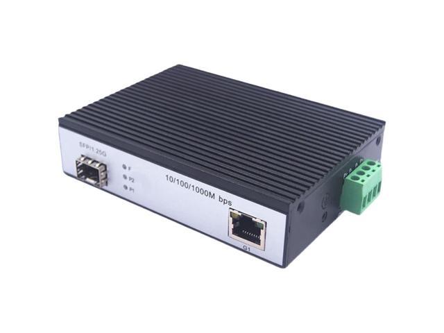 Industrial-grade DIN rail-mounted 100M Ethernet 1 SFP fiber optic transceiver switch, no PoE power supply, transmission distance 20 km.