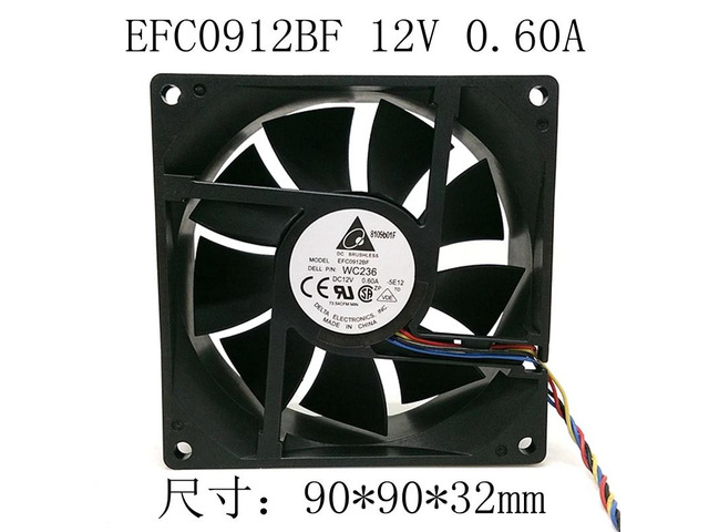 EFC0912BF 9CM WC236 9232 12V 0.6A 4-wire CPU cooler fan 92*92*32mm