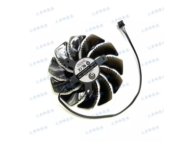 Cooling fan with 3 wires, PLD09210S12HH, for GTX 1050, GTX 1050 Ti, RX 550, RX 560, and ITX graphics cards.