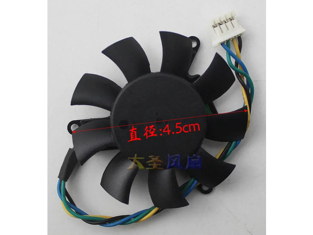 MGT5012XR-W10 DC12V 0.19A 4-wire graphics card cooler fan, 45mm diameter, 39mm thickness.