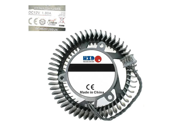 Cooling fan, compatible with GTX660, GTX670, GTX680, GTX470, 560, 570, 580, and 680 graphics cards, 12V 1.8A 4-pin connector, FY06525H12SPA