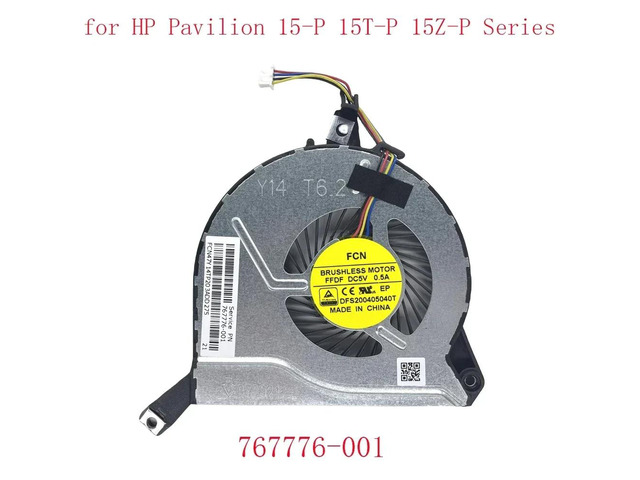 CPU cooling fan TPN-Q140 767776-001 for 15-P, 15T-P, 15Z-P, and 15-P000 series CPUs.