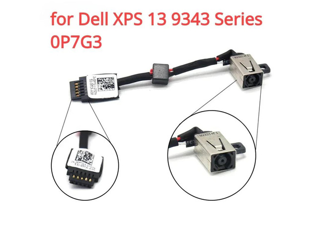 Replacement AC/DC power jack harness, compatible with XPS 13 9343 series, part number 0P7G3 CN-00P7G3