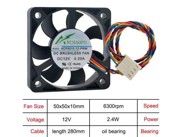 5cm (50mm) Cooling Fan ACP5010-05-PWM ACP5010-12-PWM DC12V Oil-bearing 4-pin Micro PC Motherboard CPU 50x50x10mm