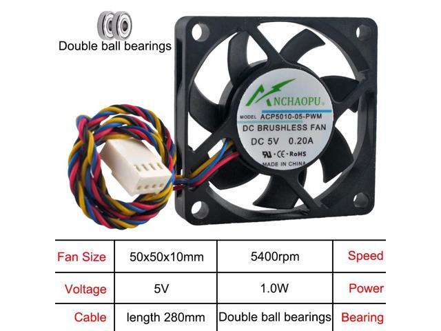 5cm (50mm) Cooling Fan ACP5010-05-PWM ACP5010-12-PWM DC5V Dual Ball 4-Pin Micro PC Motherboard CPU 50x50x10mm
