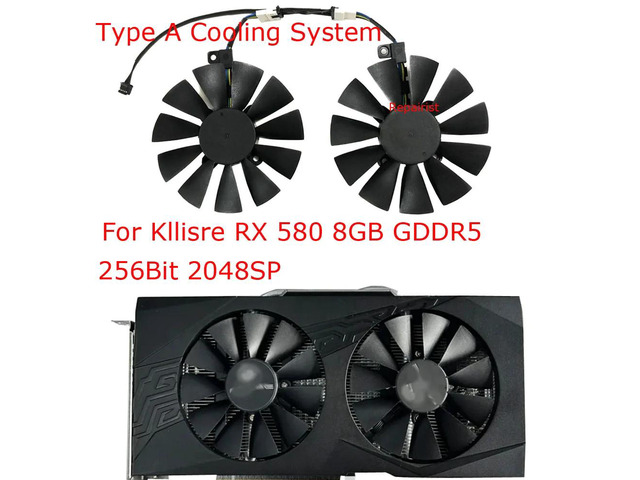 2 units/set, graphics card fan, T129215SU, VGA GPU cooler, suitable for RX 580 8GB GDDR5 256-bit 2048SP Type A/B graphics cards.