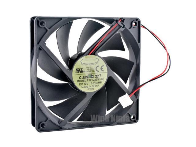 F121225SL 12cm x 120mm Cooling Fan (120x120x25mm), DC12V 0.20A, Dual-wire 1200rpm, Silent Cooling Fan, Suitable for PC Cases and Power Supplies.