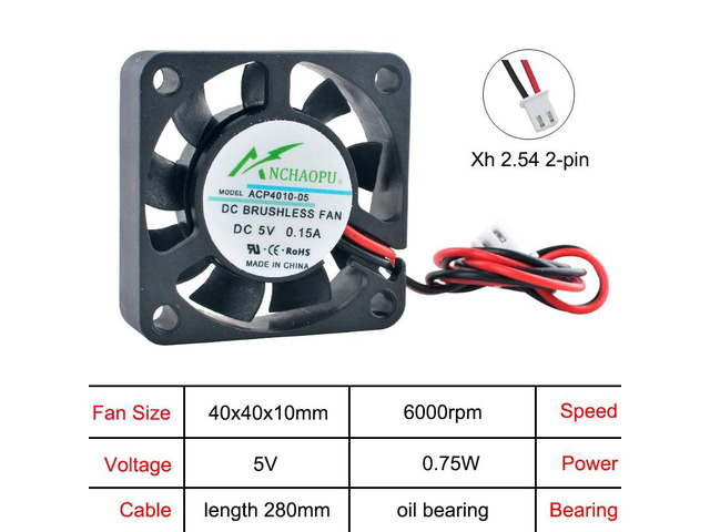 ACP4010 4cm (40mm) Axial Fan, 40x40x10mm Cooling Fan, DC5V 2-Pin, Suitable for Power Supplies for Printers, Industrial Control Computers (5V with...