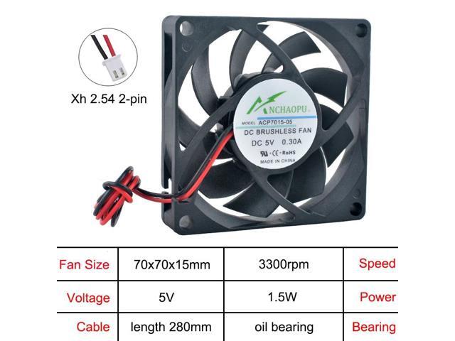 ACP7015 70x70x15mm Axial Cooling Fan, 2-pin DC 5V, oil-impregnated bearing. Suitable for power inverters, routers, electronic products, HVAC...