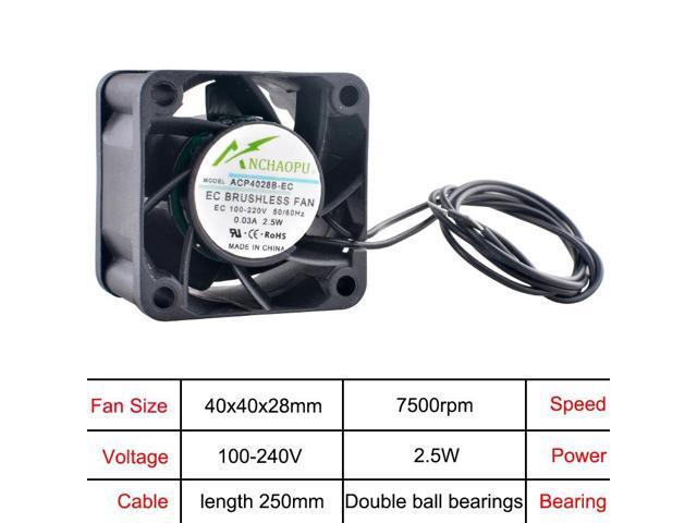 40x40x28mm EC Brushless Cooling Fan, AC 110V 120V 220V 240V, Rack Mount Axial Fan