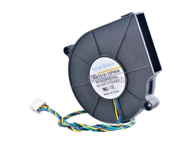 75mm fan BB7515BU B127515BU DC12V 0.40A 4-pin 5000rpm centrifugal turbine blower cooling fan, suitable for 1U 775 P4 CPU cooler (Oilbearing).