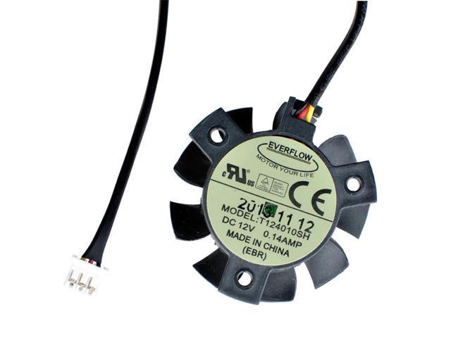 T124010SH 3-pin DC12V 0.14A cooling fan, 37mm diameter, 26mm hole spacing, suitable for Z490 soft routers and industrial control computers.
