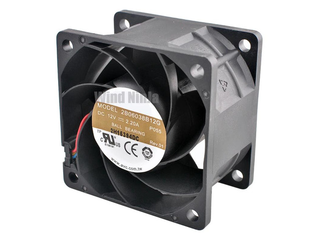 High-speed 6cm 60mm cooling fan (60x60x38mm), 12V 2.20A, dual ball bearing server power supply fan 2B06038B12G, suitable for computer hardware.
