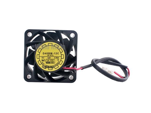 D40BM-12C 4cm high-speed cooling fan, dual ball bearing, 0.50A, DC12V, 2-pin power supply fan, suitable for desktop computers, dimensions 40mm x 20mm.