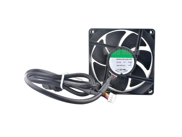 GF80251B3-0000-SE9 8cm (80mm) Fan, 80x80x25mm, DC12V 2.40W, 4-pin Dual Ball Bearing Waterproof Cooling Fan, suitable for server power systems.