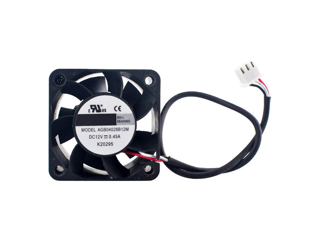 (2 pieces) AGB04028B12M Dual Ball Bearing Cooling Fan, 4cm 40mm 40x40x28mm, DC12V 0.45A, 3-pin, suitable for 1U/2U power supplies.