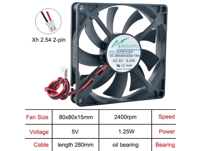 (3 units) ACP8015 80mm high-speed cooling fan, 80x80x15mm axial flow type, suitable for DC5V power supply industrial equipment with oil bearing.