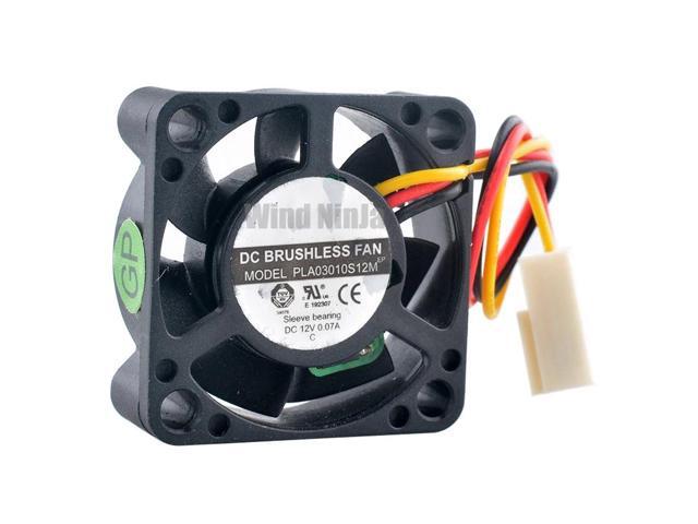 PLA03010S12M 3cm 30mm Fan (30x30x10mm), DC12V 0.07A, 3-pin miniature cooling fan, suitable for computer CPUs and motherboards.