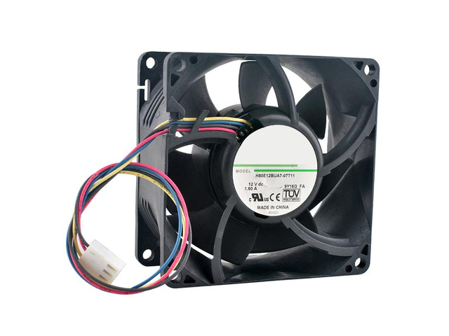 H80E12BUA7-07T11 8cm (80mm) fan, 80x80x38mm, DC12V 1.60A 4-pin 8000rpm high-speed axial fan for charging stations and cooling.