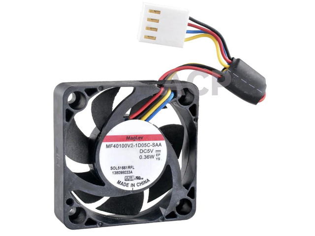 MF40100V2-1D05C-SAA 4cm x 40mm High-Speed Cooling Fan (40x40x10mm), DC5V 0.36W 0.50A, 4-Pin, Compatible with Motherboard and CPU
