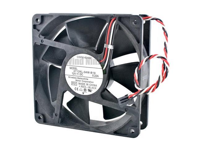 12cm 120mm Dual Ball Bearing Cooling Fan 4712KL-04W-B19 DC12V 0.22A 3pin Chassis Power Supply Fan 120x120x32mm Size