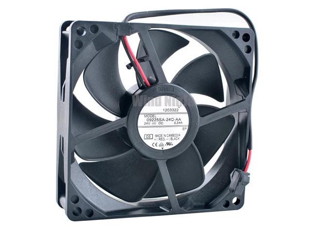 09225SA-24Q-AA 92mm fan (92x92x25mm), DC24V, 0.34A, 3900rpm, dual ball bearing axial fan for inverter cooling.