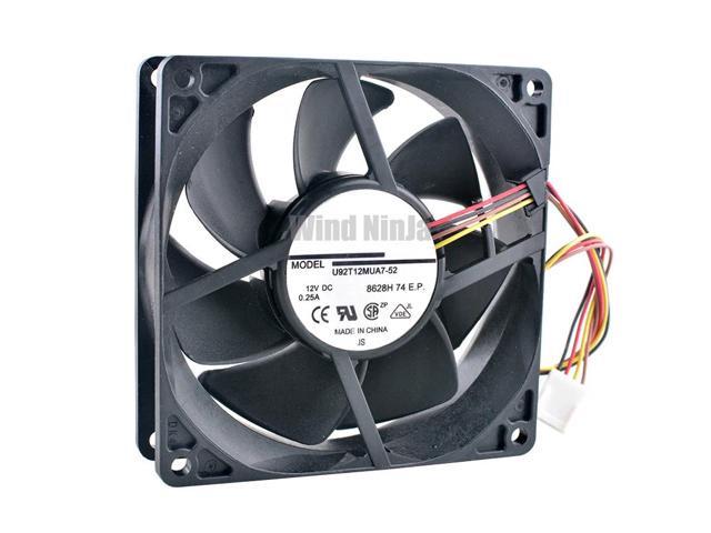 U92T12MUA7-52 9.2cm 92mm Fan (92x92x25mm), DC12V 0.25A 4-pin PWM, Silent Cooling Fan, Suitable for Computer Case CPUs