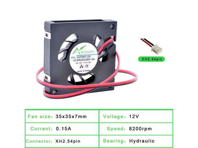 ACP3507 3.5cm 35mm Blower (35x35x7mm), DC12V 2-pin Miniature Centrifugal Fan for Projectors and Printers