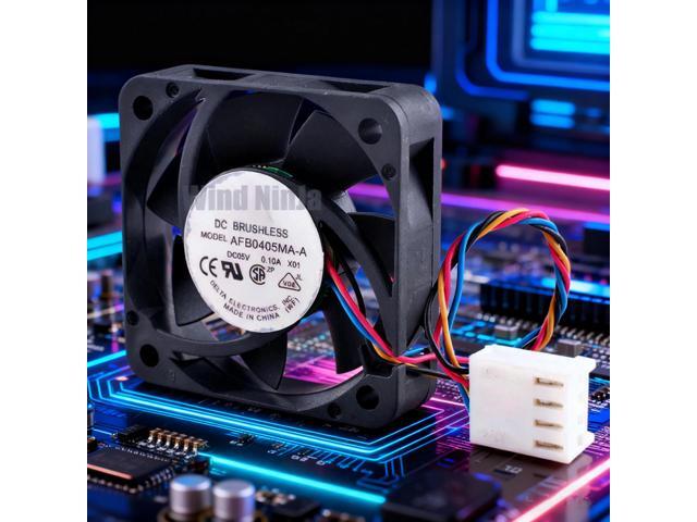 Silent 4cm/40mm AFB0405MA-A Cooling Fan - DC5V 0.10A, 4-pin dual ball bearing, suitable for Raspberry Pi, CPU, and other cases. Dimensions:...