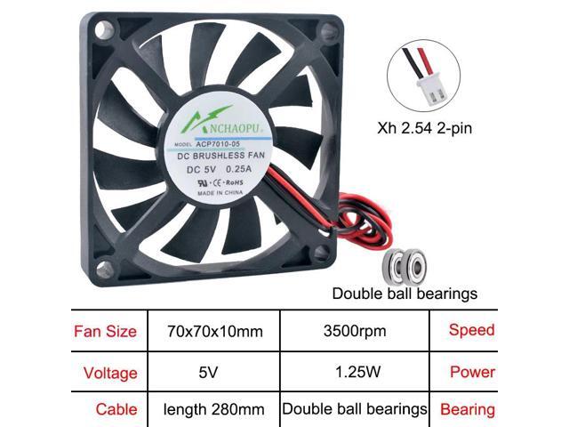ACP7010 70mm Ultra-thin Cooling Fan, DC5V Dual-ball 2-pin Axial Fan, Suitable for Power Inverters
