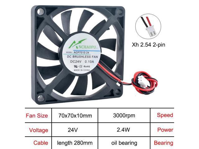 ACP7010 70mm Ultra-thin Cooling Fan, DC24V, Oil-bearing 2-pin Axial Fan, Suitable for Power Inverters
