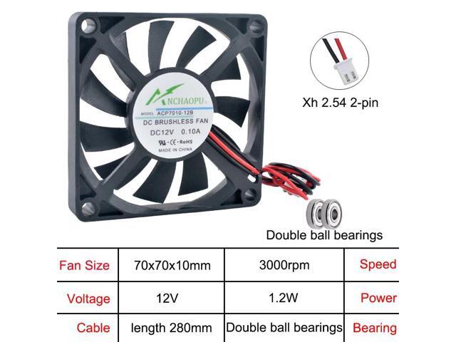 ACP7010 70mm Ultra-thin Cooling Fan, DC12V Dual-ball 2-pin Axial Fan, Suitable for Power Supply Inverters