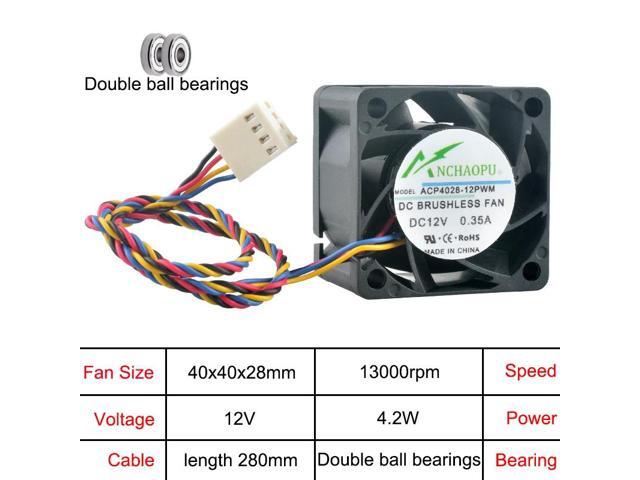 ACP4028-12PWM ACP4028-24PWM 4cm 40mm Fan (40x40x28mm), DC12V, 4-pin, 9000/13000rpm, CPU/Power Supply Cooling Fan for PC Cases.