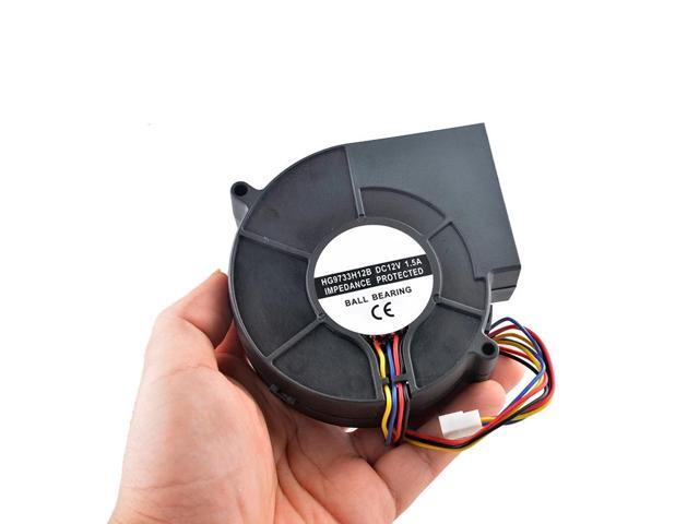 97mm DC12V 1.50A 4-pin double ball bearing centrifugal blower, suitable for cooling film air compressors, dimensions 97x97x33mm