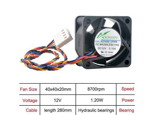 ACP4020-12PWM ACP4020-24PWM 4cm 40mm Fan (40x40x20mm), DC12V Hydraulic 4-Pin High-Speed Cooling Fan, suitable for chassis, CPUs, and servers.