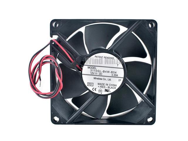 8cm (80mm) dual ball bearing cooling fan 3110GL-B4W-B54 DC12V 0.30A 3400RPM, suitable for power supply cases with dimensions of 80x80x25mm.