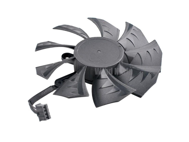 PLA09215B12H 85mm diameter, 43x43x43mm hole spacing, DC12V 0.55A 4-pin dual ball bearing graphics card cooling fan.