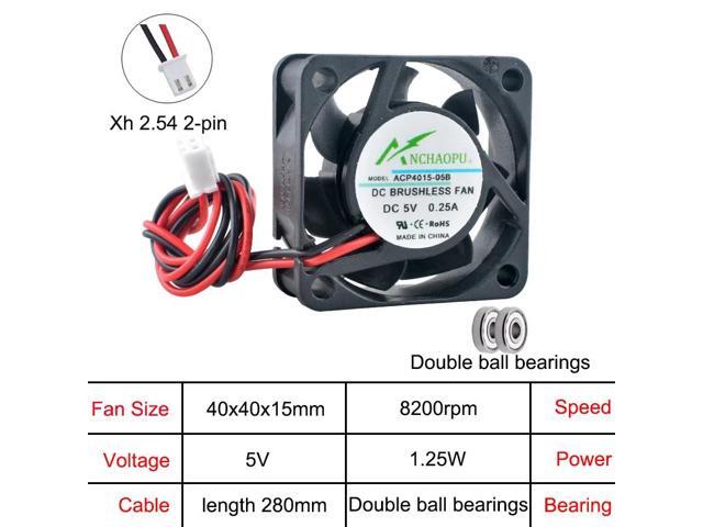ACP4015 4cm (40mm) Axial Fan 40x40x15mm Power Printer Cooling Fan DC5V Dual Ball 2-Pin Fan