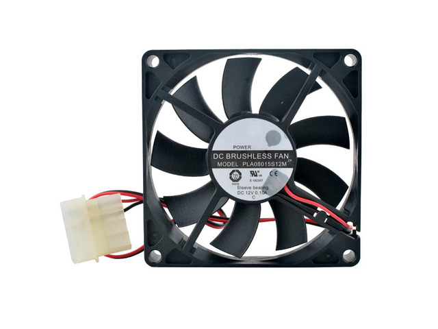 PLA08015S12M 8cm diameter 80mm fan (80x80x15mm), DC12V 0.10A, 2-pin silent axial fan, suitable for chassis and power supply cooling (Molex 4-pin).